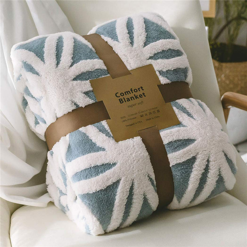 LOMAO Sherpa Fleece Blanket Fuzzy Soft Throw Blanket Dual Sided Blanket for Couch Sofa Bed (Light Blue,40