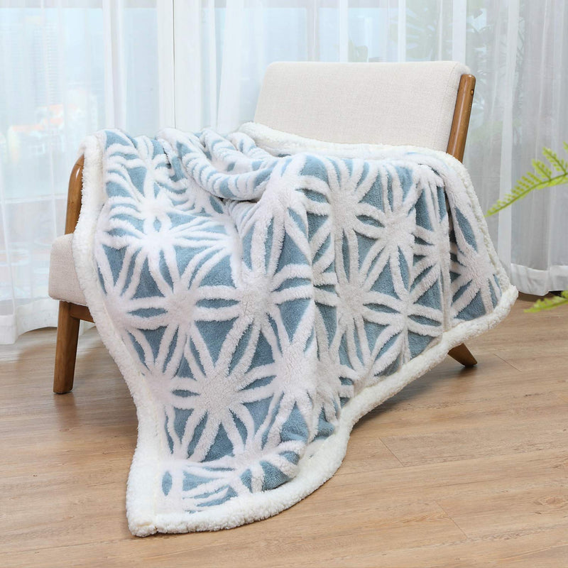 LOMAO Sherpa Fleece Blanket Fuzzy Soft Throw Blanket Dual Sided Blanket for Couch Sofa Bed (Light Blue,40