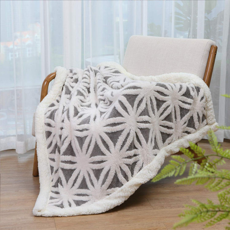 LOMAO Sherpa Fleece Blanket Fuzzy Soft Throw Blanket Dual Sided Plush Blanket for Couch Sofa Bed (Grey,51