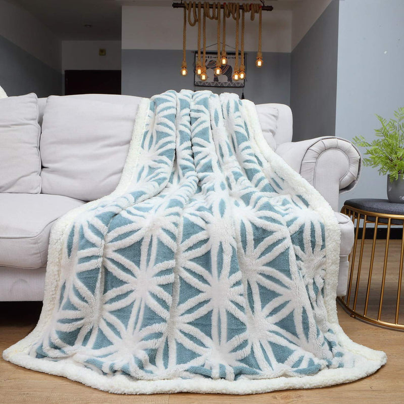 LOMAO Sherpa Fleece Blanket Soft Plush Throw Blanket Dual Sided Cozy Blankets for Bed Couch Sofa(Light Blue,51