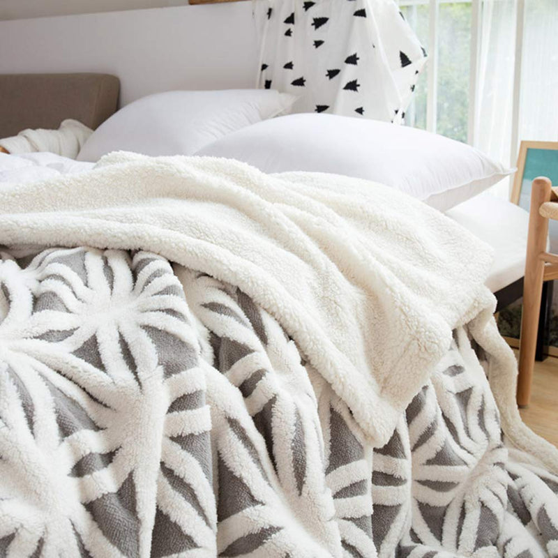 LOMAO Sherpa Fleece Blanket Fuzzy Soft Throw Blanket Dual Sided Blanket for Couch Sofa Bed(Grey,40